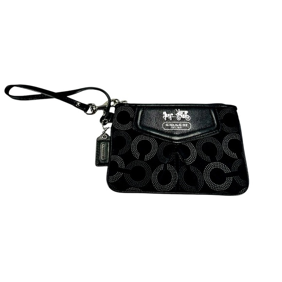 Coach Handbags - Coach Madison Op Art Mini Clutch Wristlet Bag Black